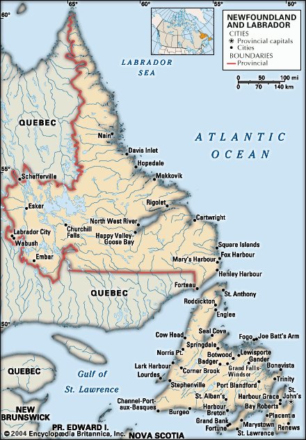 map of newfoundland and labrador NL