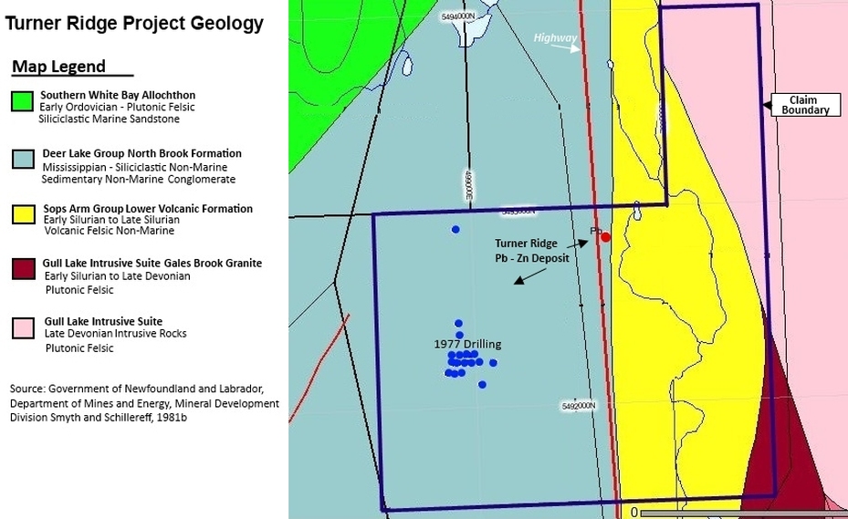 Lead zinc prospect geology map jacksons arm NL